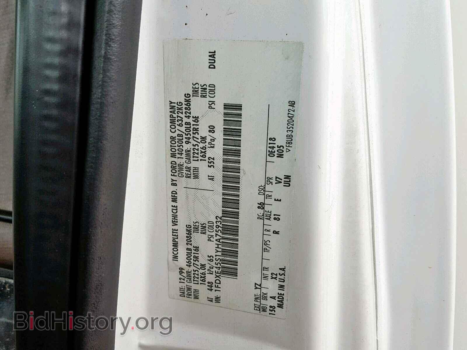 2000 FORD ECONOLINE - VIN: 1FDXE45S1YHA75932 - Photo 10