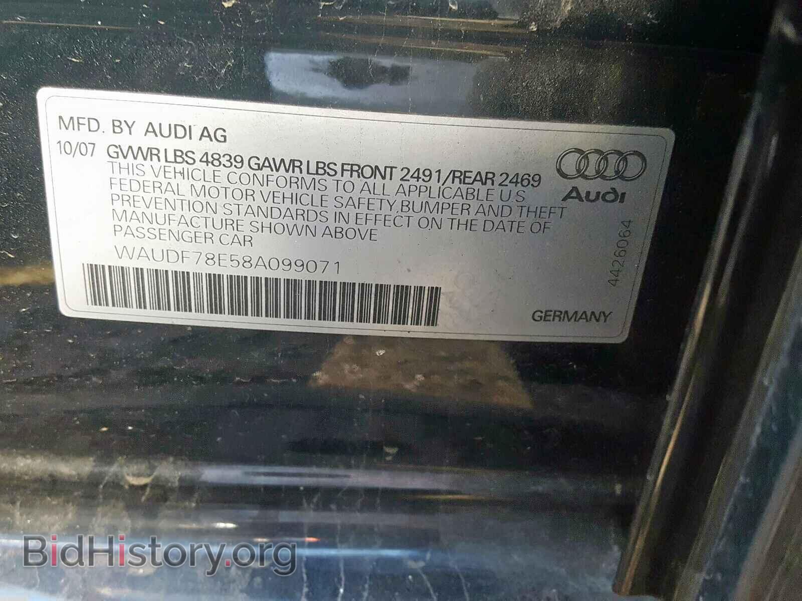 2008 AUDI A4 - VIN: WAUDF78E58A099071 - Photo 10