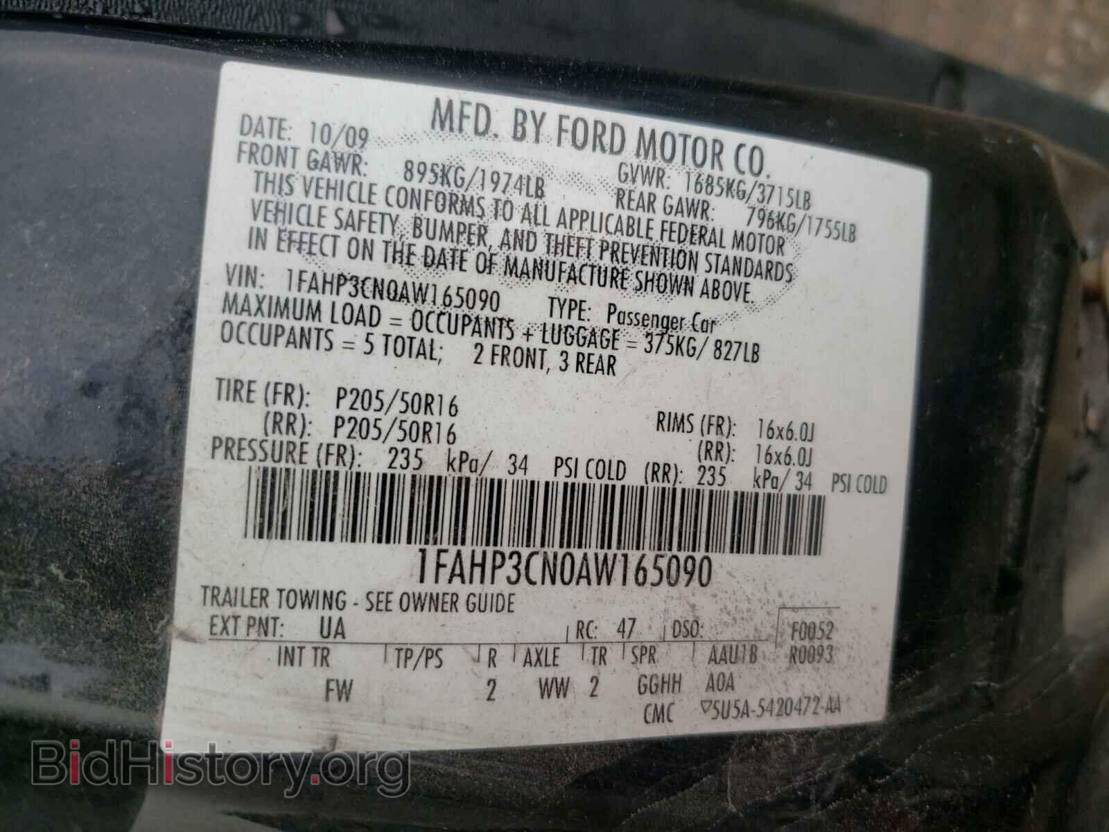 2010 FORD FOCUS - VIN: 1FAHP3CN0AW165090 - Фото 10