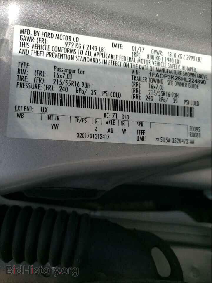 2017 FORD FOCUS - VIN: 1FADP3K28HL224890 - Фото 10