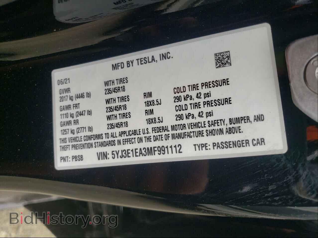 2021 TESLA MODEL 3 - VIN: 5YJ3E1EA3MF991112 - Photo 10