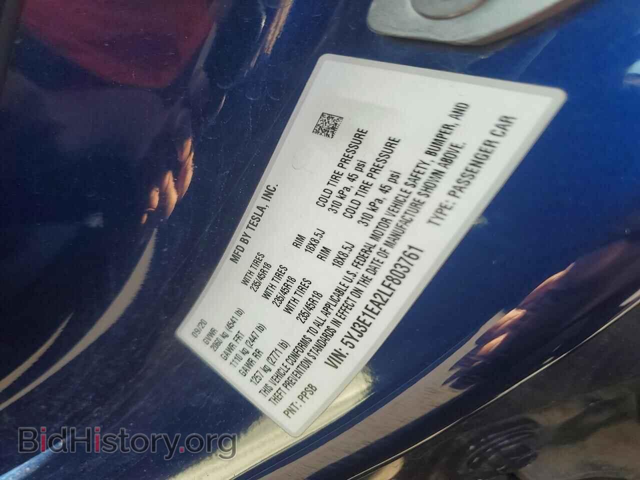 2020 TESLA MODEL 3 - VIN: 5YJ3E1EA2LF803761 - Photo 12