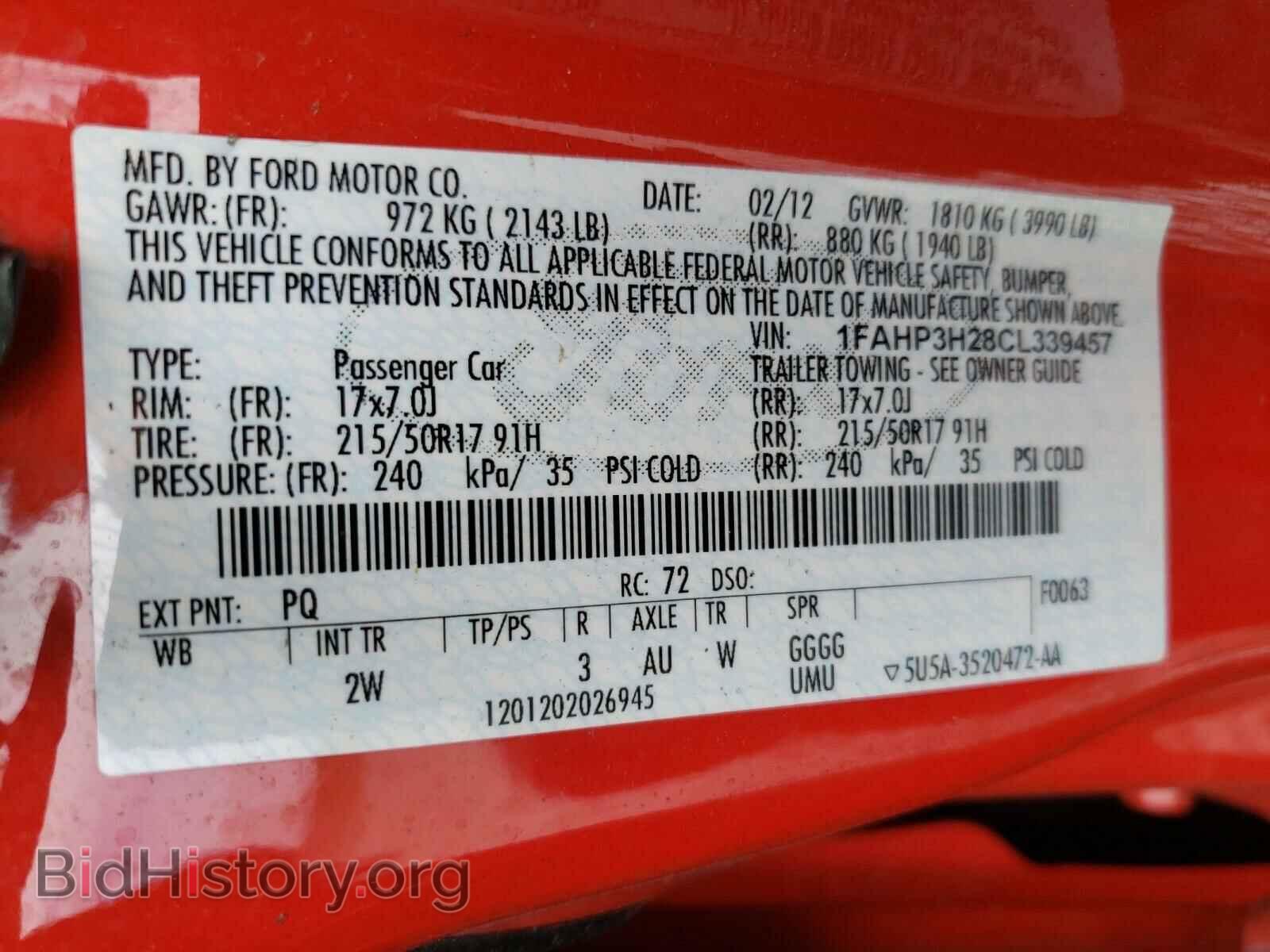 2012 FORD FOCUS - VIN: 1FAHP3H28CL339457 - Фото 10
