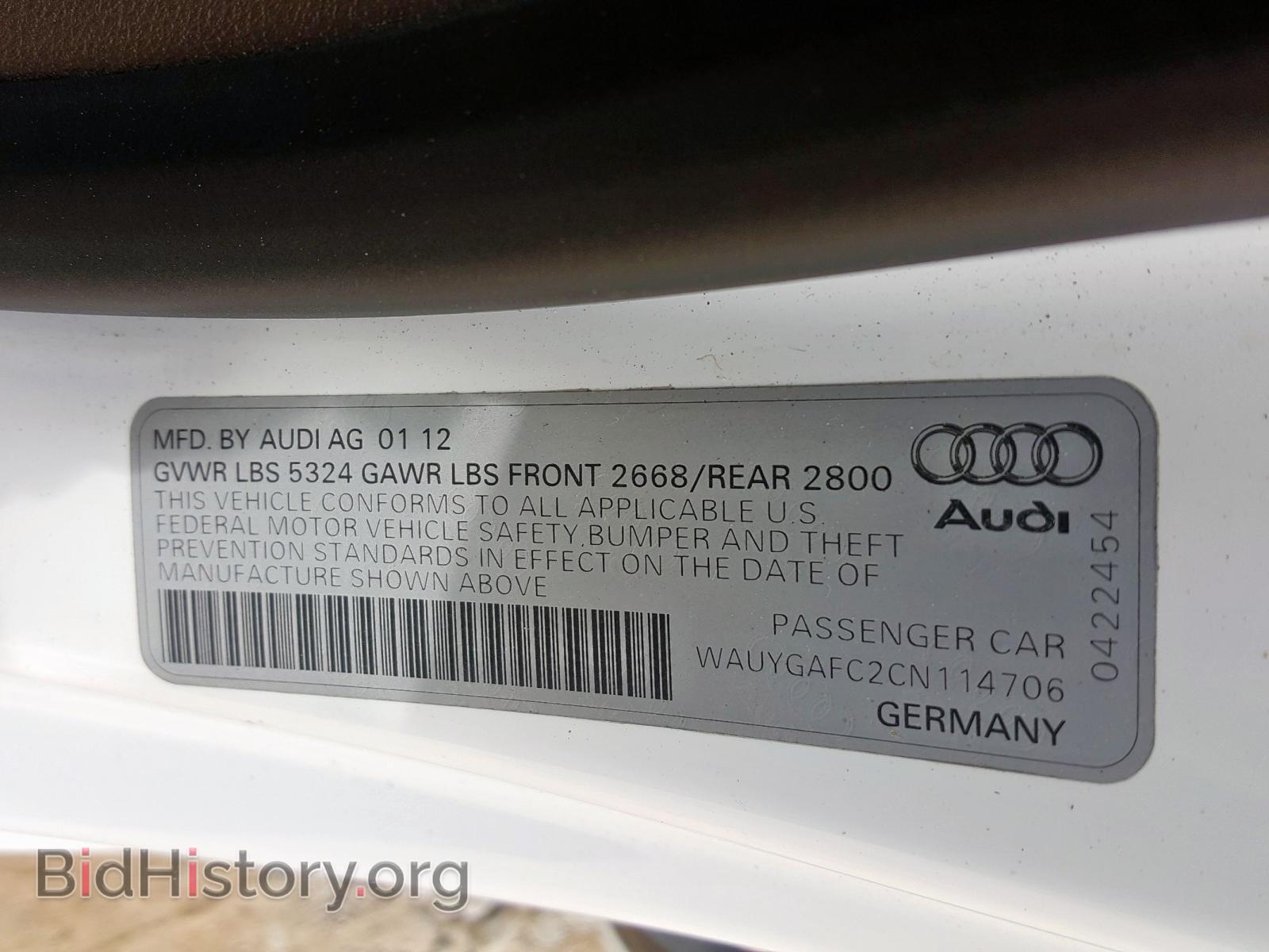 2012 AUDI A7 - VIN: WAUYGAFC2CN114706 - Фото 10