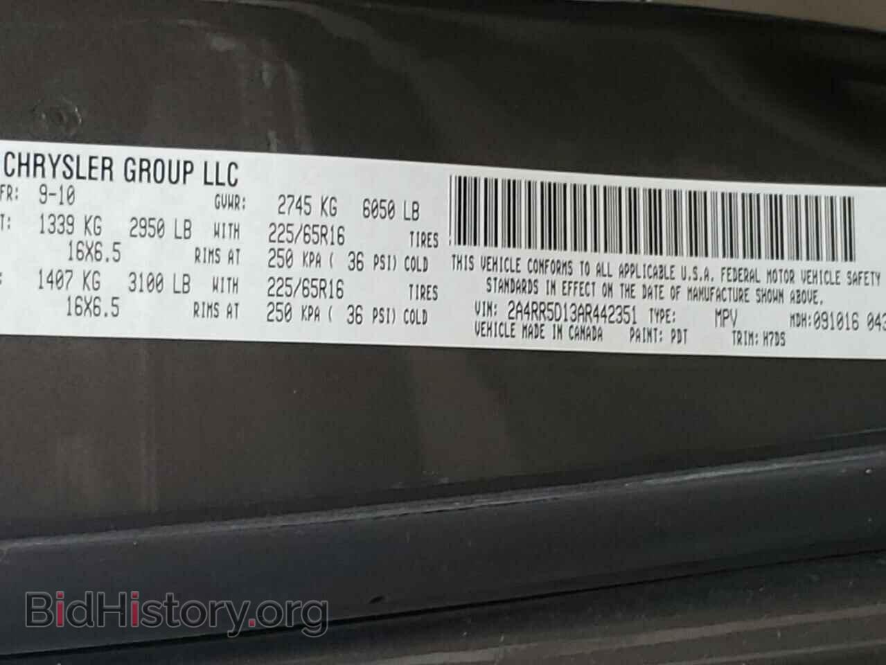 2010 CHRYSLER MINIVAN - VIN: 2A4RR5D13AR442351 - Photo 10