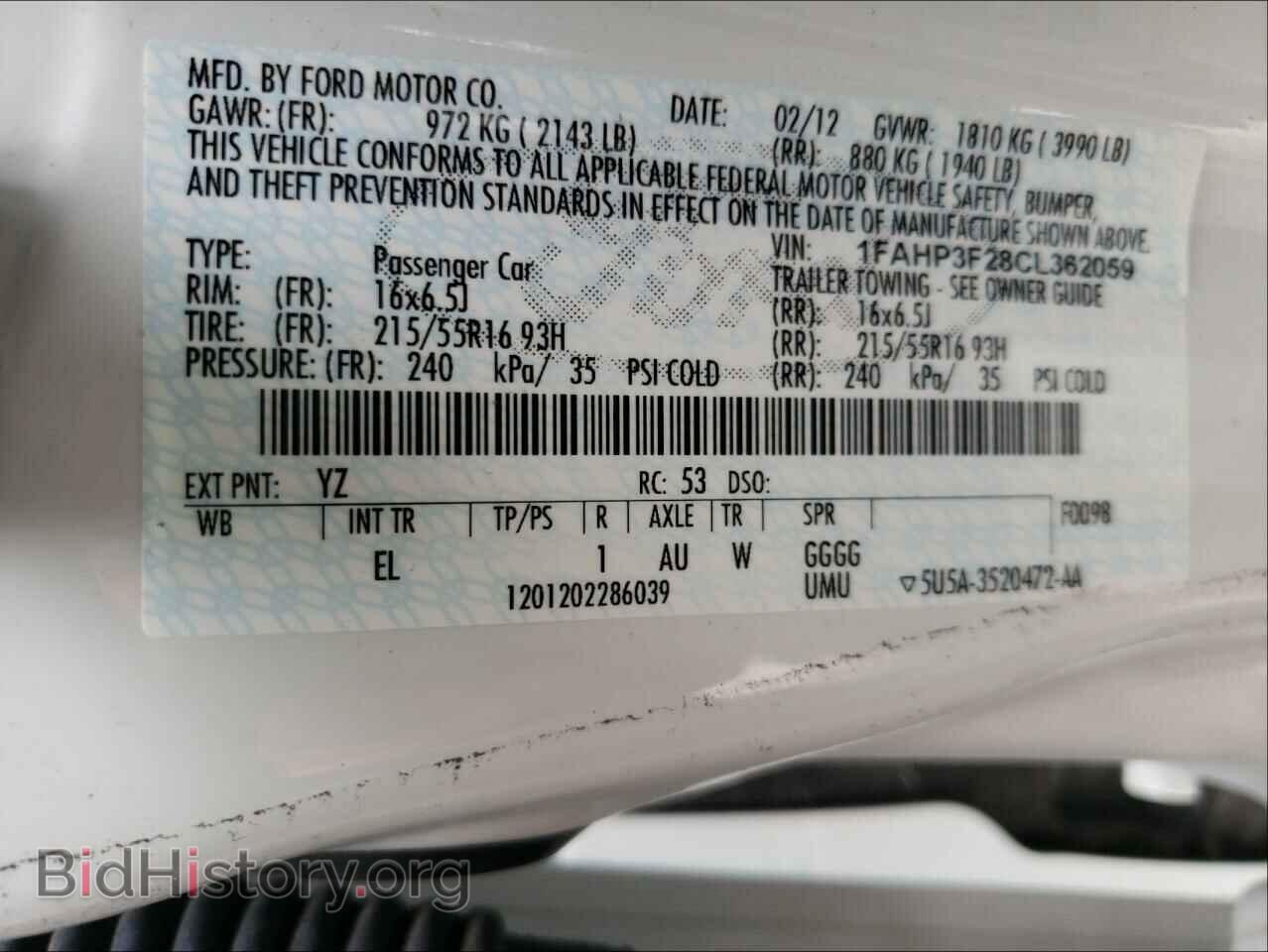 2012 FORD FOCUS - VIN: 1FAHP3F28CL362059 - Фото 10
