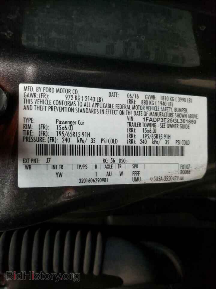 2016 FORD FOCUS - VIN: 1FADP3E25GL361859 - Фото 10