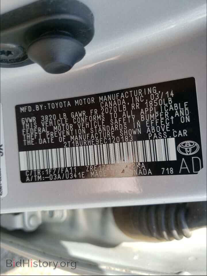 2014 TOYOTA COROLLA - VIN: 2T1BURHE9EC120183 - Фото 10