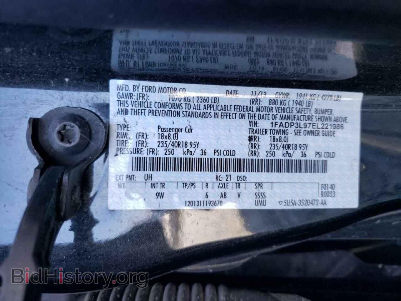 2014 FORD FOCUS - VIN: 1FADP3L97EL221986 - Фото 10