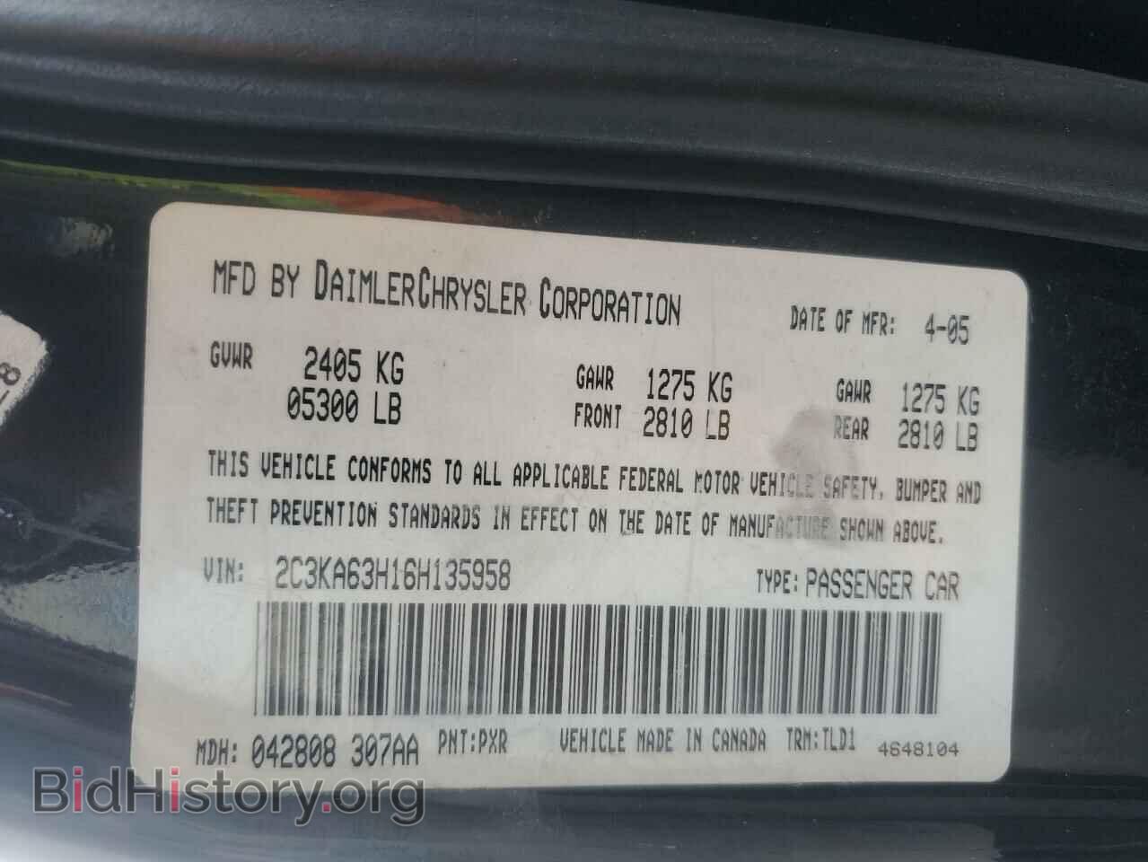 2006 CHRYSLER 300 - VIN: 2C3KA63H16H135958 - Фото 12