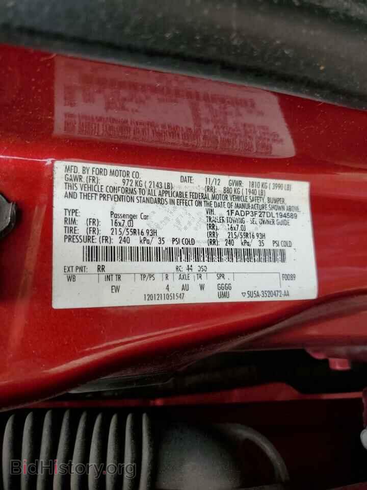 2013 FORD FOCUS - VIN: 1FADP3F27DL194589 - Фото 10
