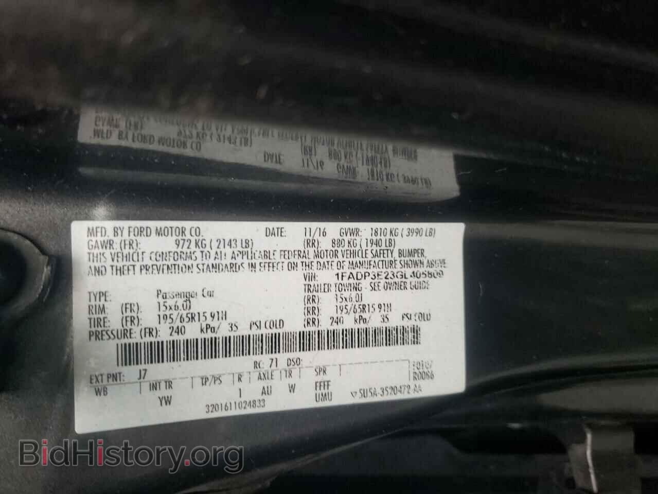 2016 FORD FOCUS - VIN: 1FADP3E23GL405809 - Photo 12