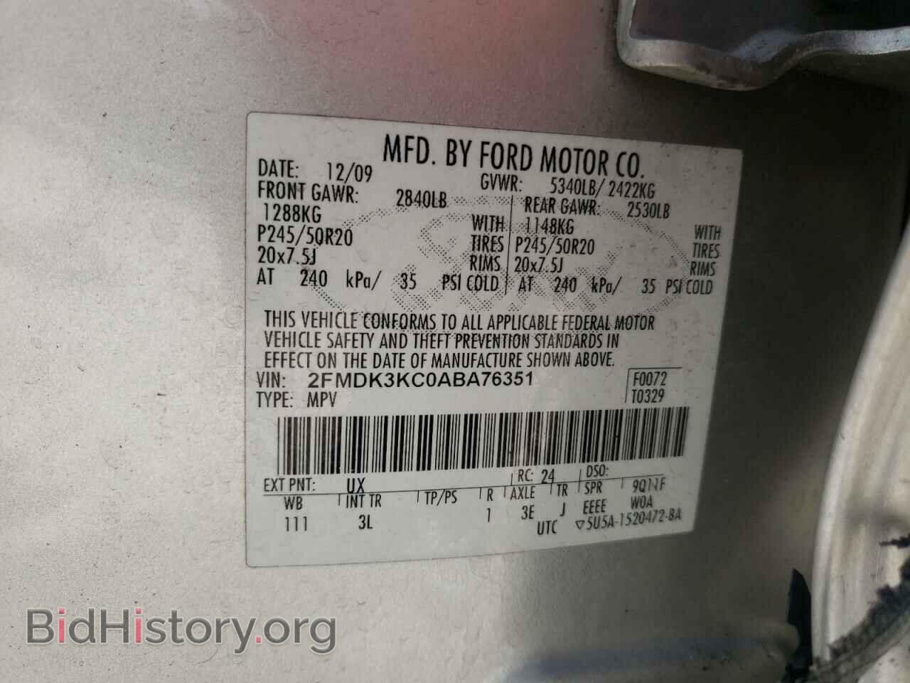 2010 FORD EDGE - VIN: 2FMDK3KC0ABA76351 - Photo 10