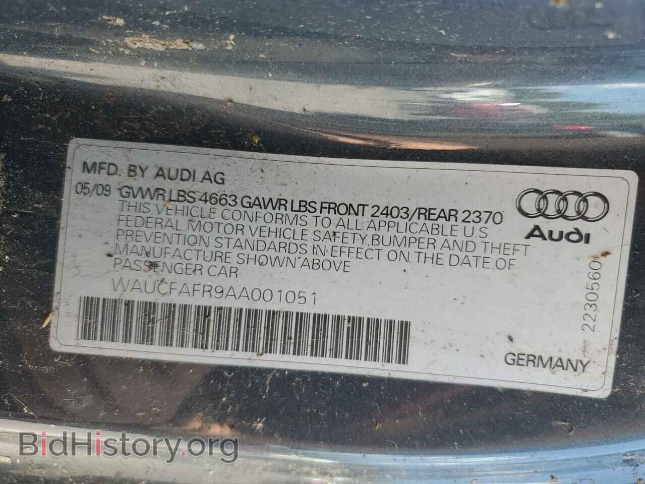 2010 AUDI A5 - VIN: WAUCFAFR9AA001051 - Фото 10