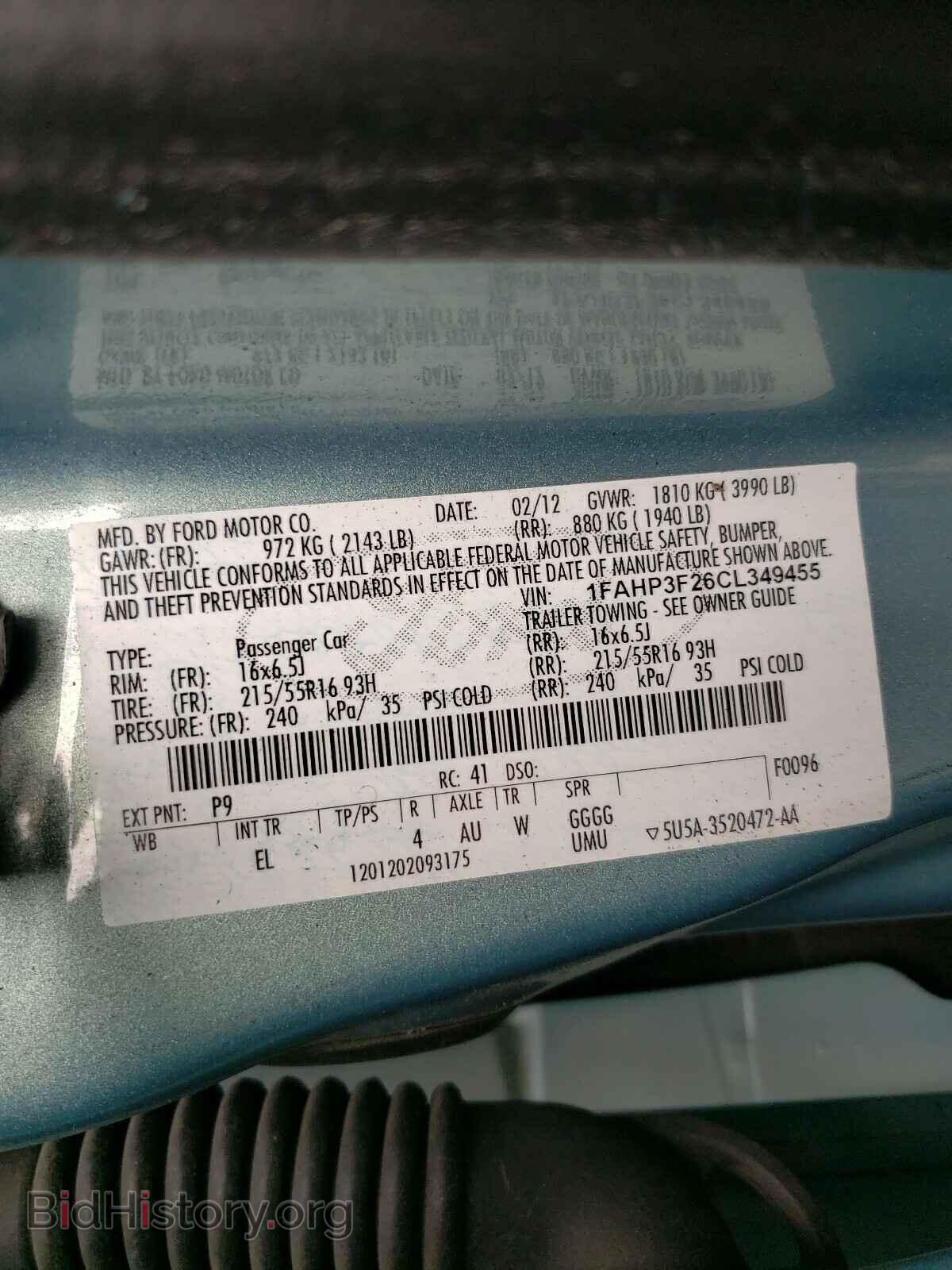 2012 FORD FOCUS - VIN: 1FAHP3F26CL349455 - Фото 10