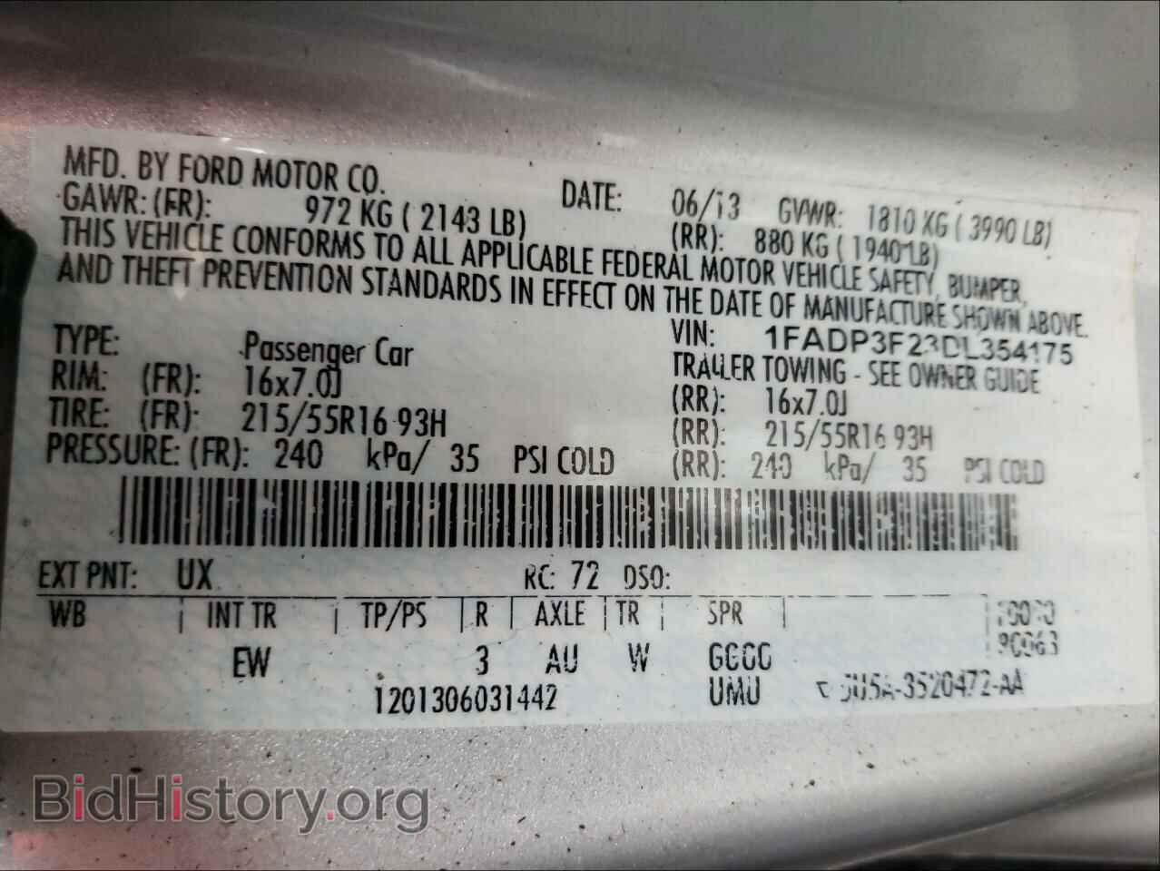 2013 FORD FOCUS - VIN: 1FADP3F23DL354175 - Фото 10