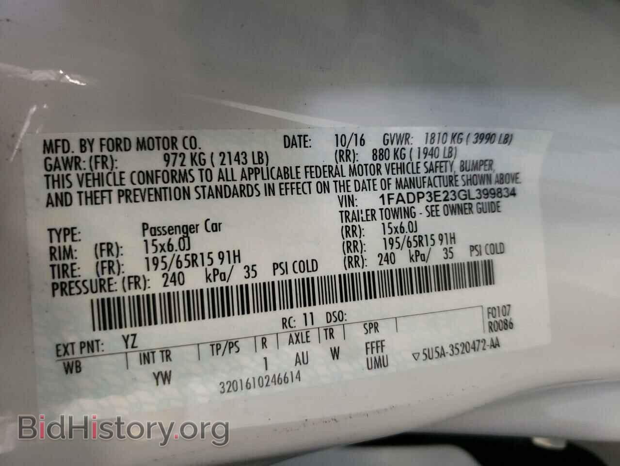 2016 FORD FOCUS - VIN: 1FADP3E23GL399834 - Фото 10