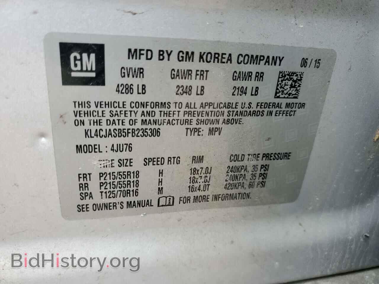 2015 BUICK ENCORE - VIN: KL4CJASB5FB235306 - Фото 12