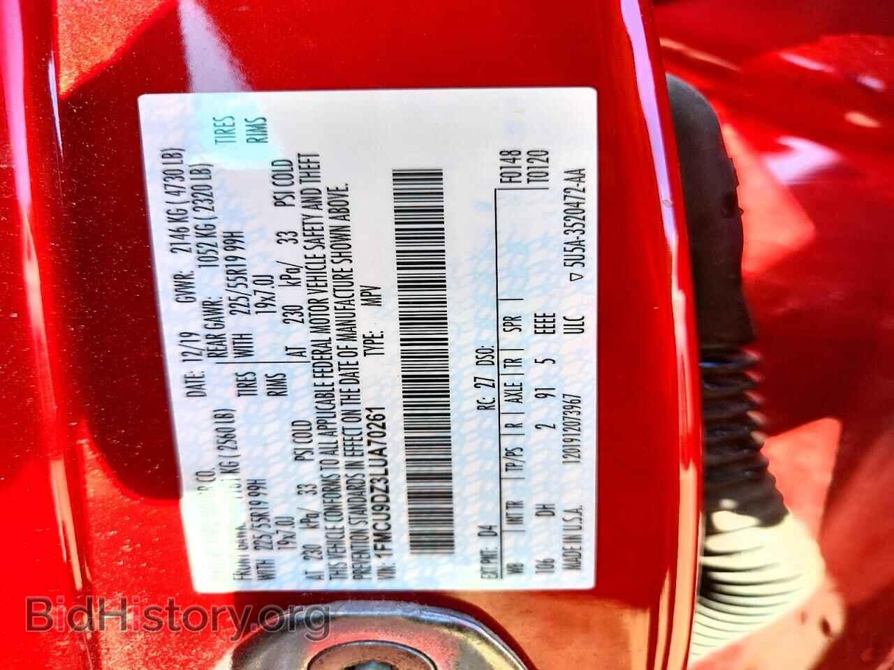 2020 FORD ESCAPE - VIN: 1FMCU9DZ3LUA70261 - Photo 13