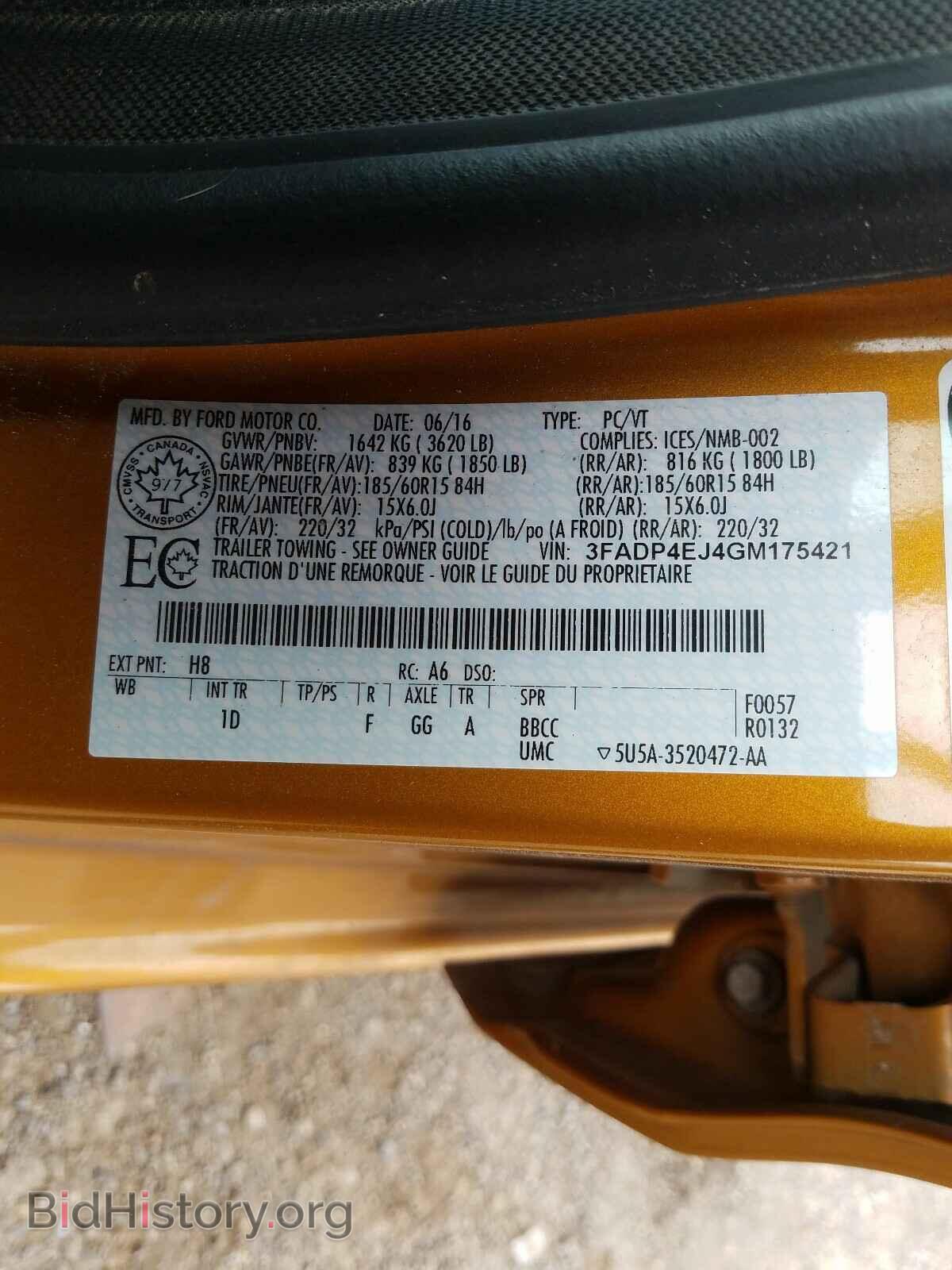 2016 FORD FIESTA - VIN: 3FADP4EJ4GM175421 - Фото 10