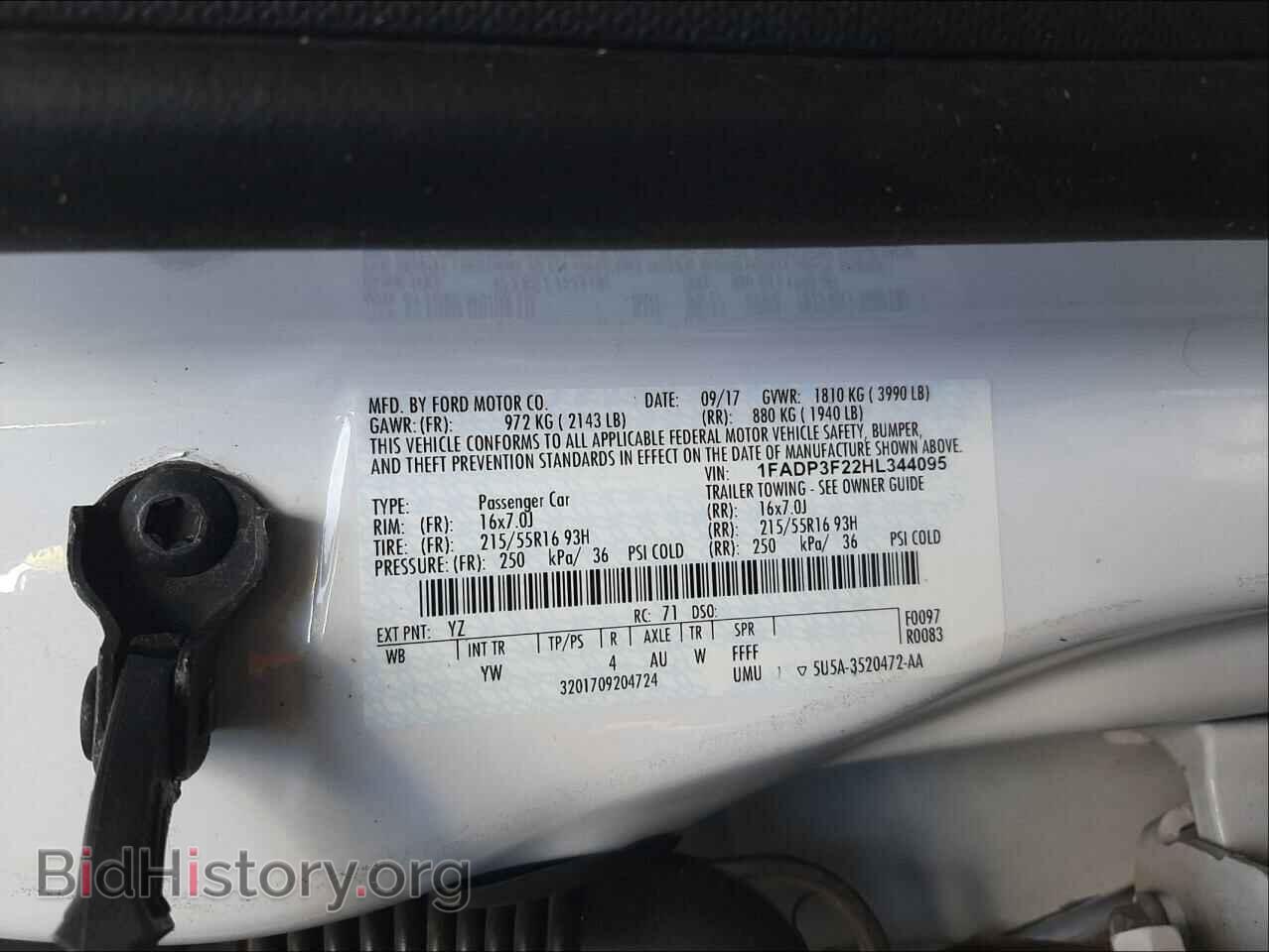 2017 FORD FOCUS - VIN: 1FADP3F22HL344095 - Фото 10