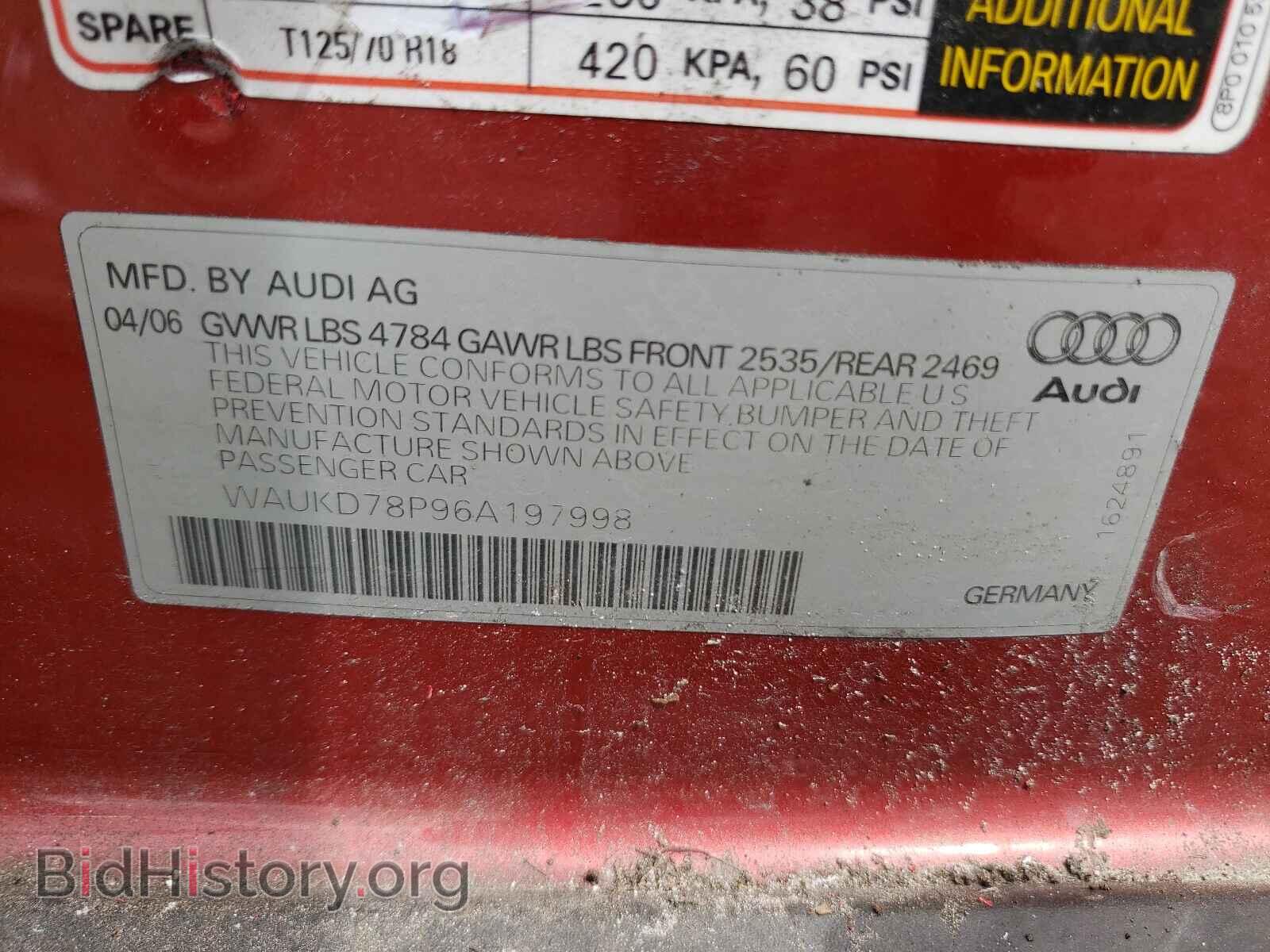 2006 AUDI A3 - VIN: WAUKD78P96A197998 - Фото 10
