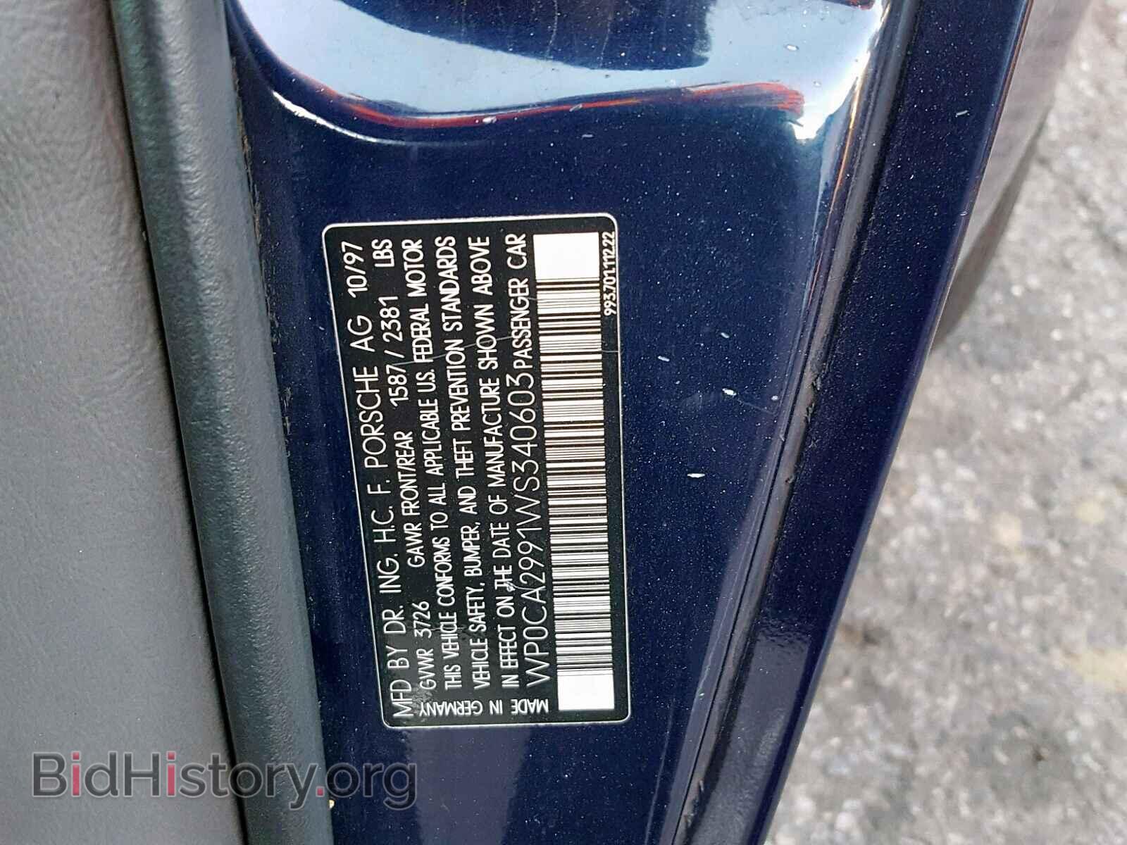 1998 PORSCHE 911 - VIN: WP0CA2991WS340603 - Фото 10