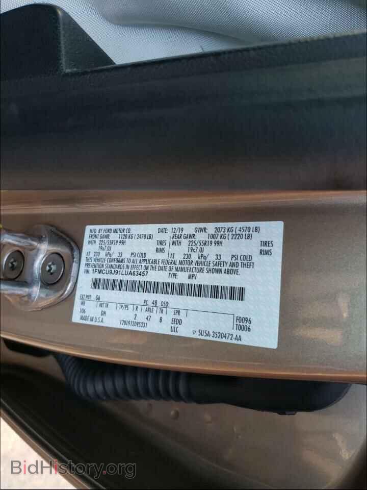 2020 FORD ESCAPE - VIN: 1FMCU9J91LUA63457 - Photo 10
