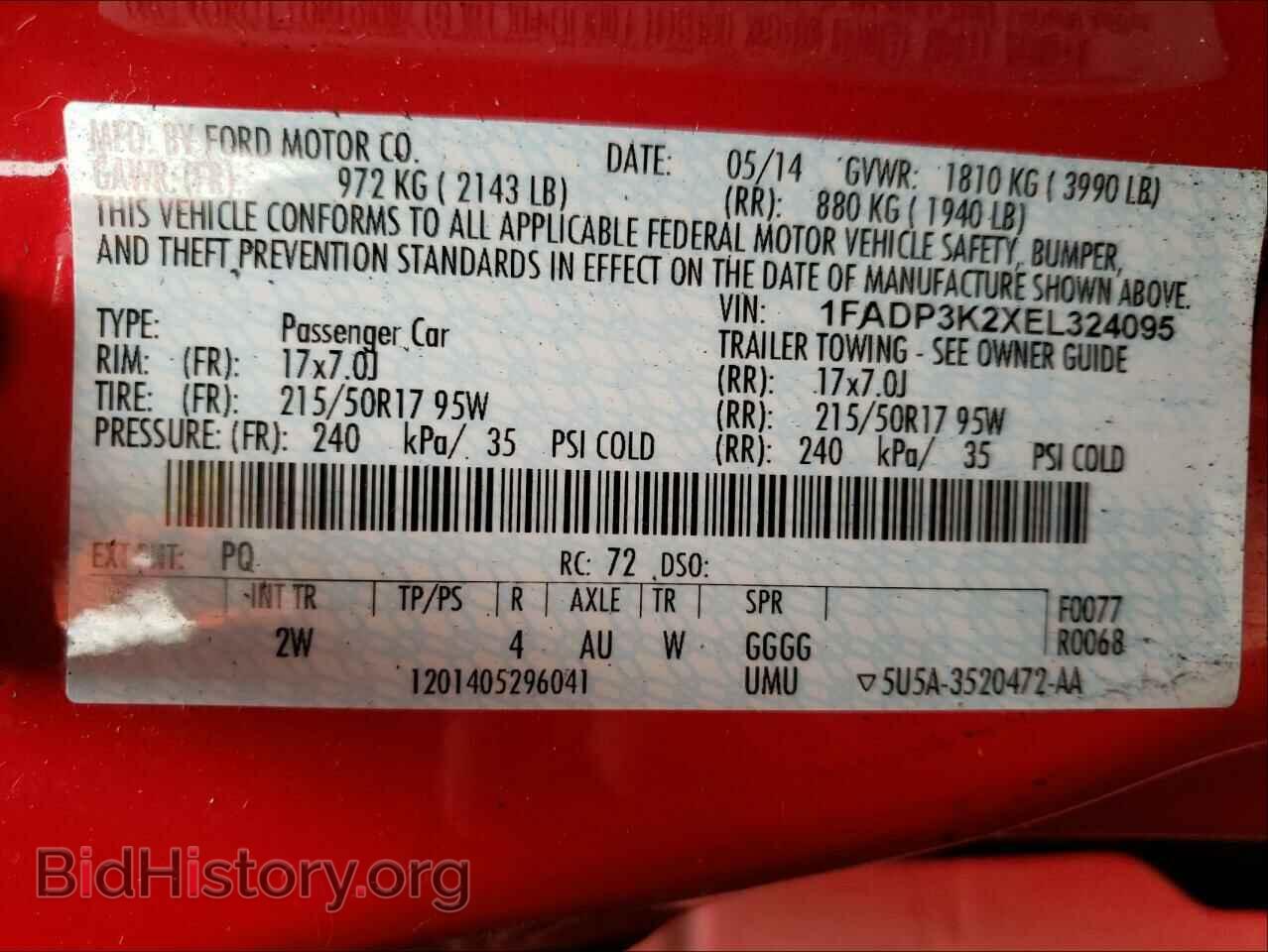 2014 FORD FOCUS - VIN: 1FADP3K2XEL324095 - Фото 10