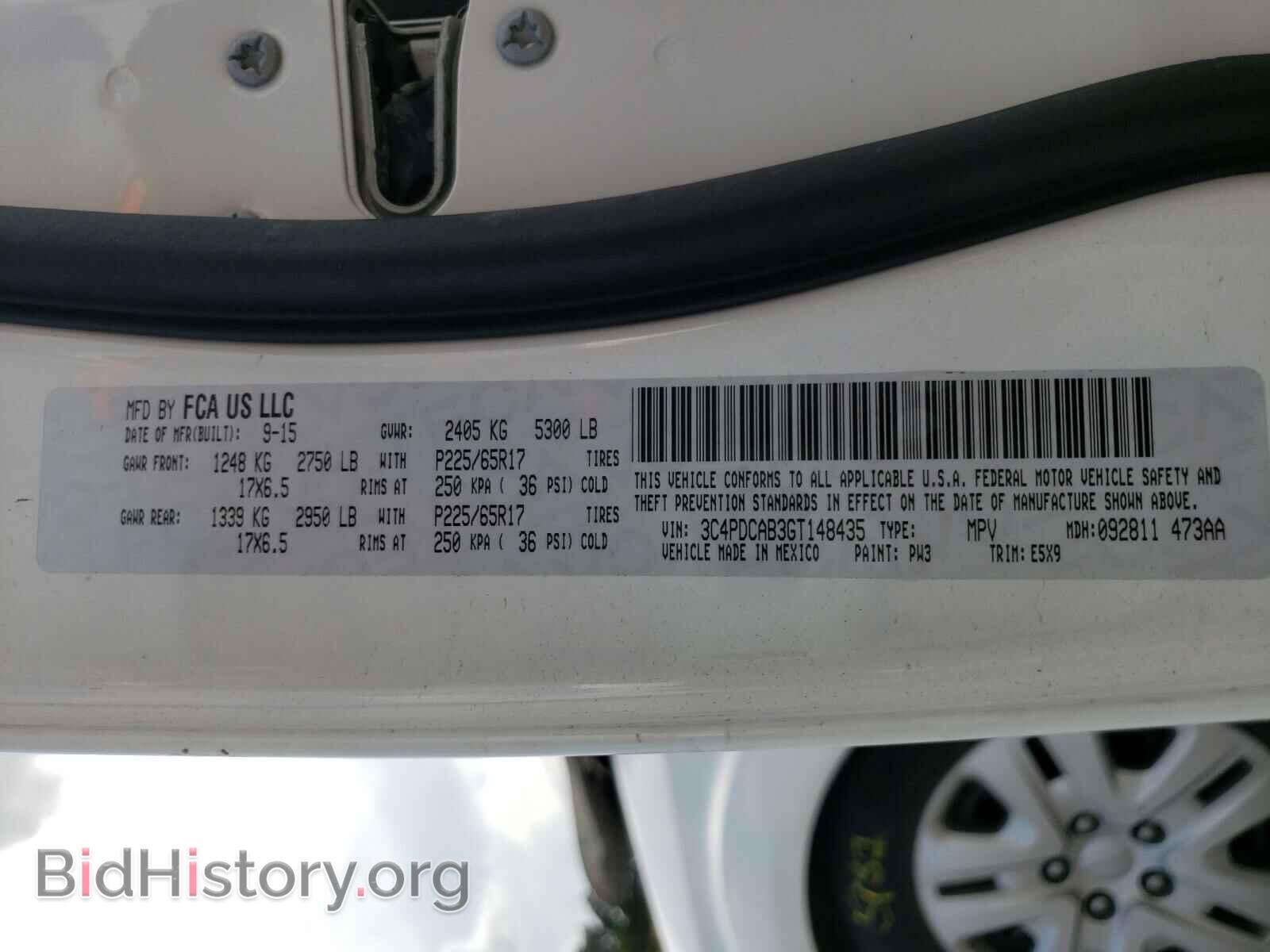 2016 DODGE JOURNEY - VIN: 3C4PDCAB3GT148435 - Фото 10