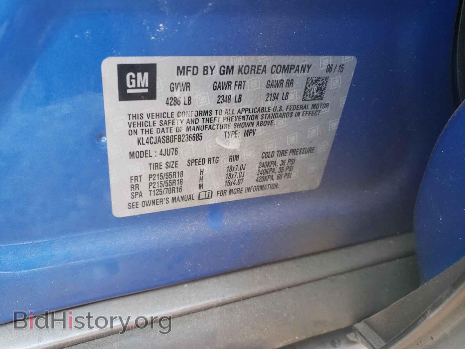 2015 BUICK ENCORE - VIN: KL4CJASB0FB236685 - Фото 10