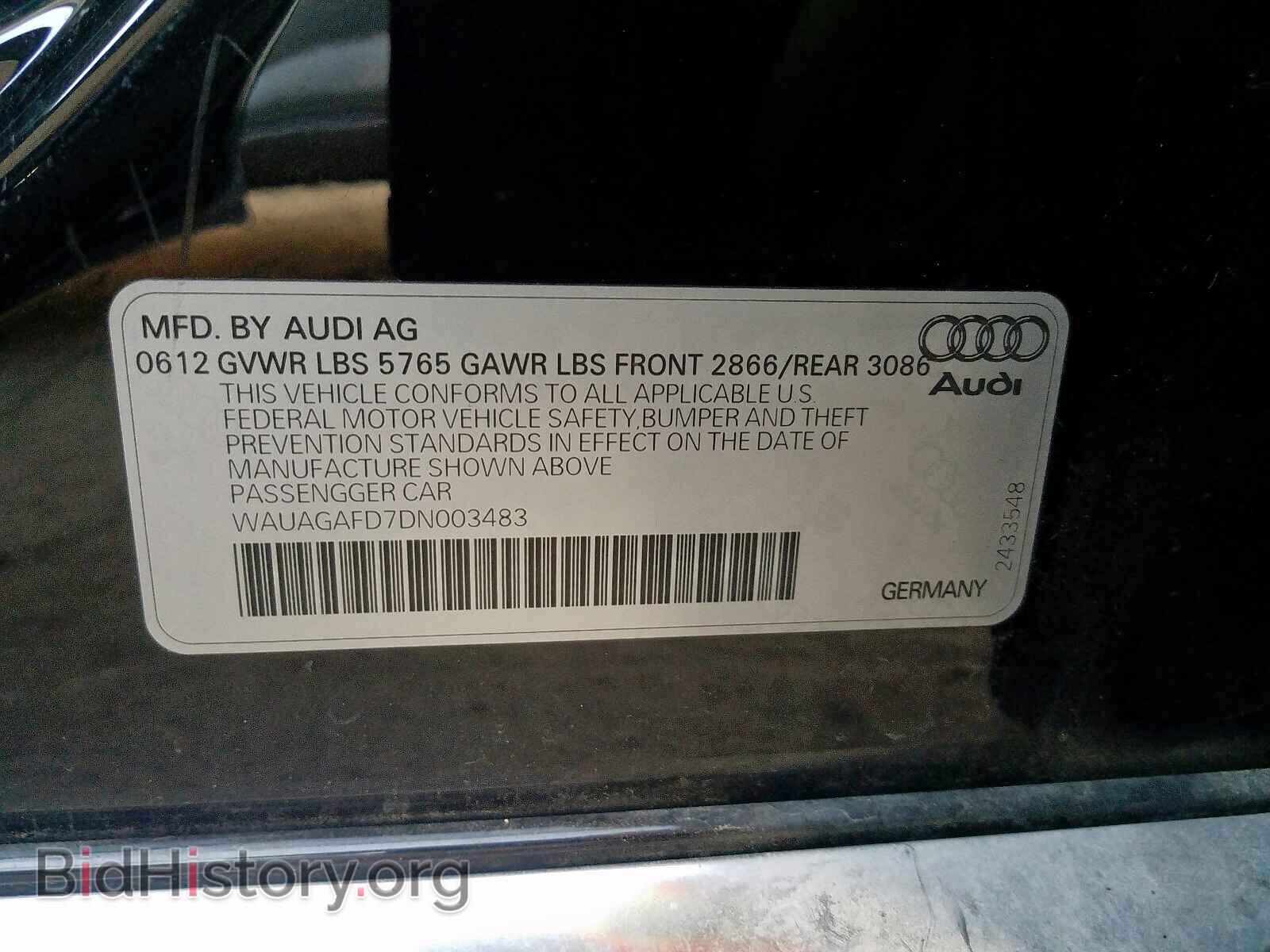 2013 AUDI A8 - VIN: WAUAGAFD7DN003483 - Фото 10