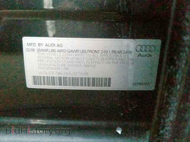 2006 AUDI A4 - VIN: WAUDF78E26A207594 - Фото 10