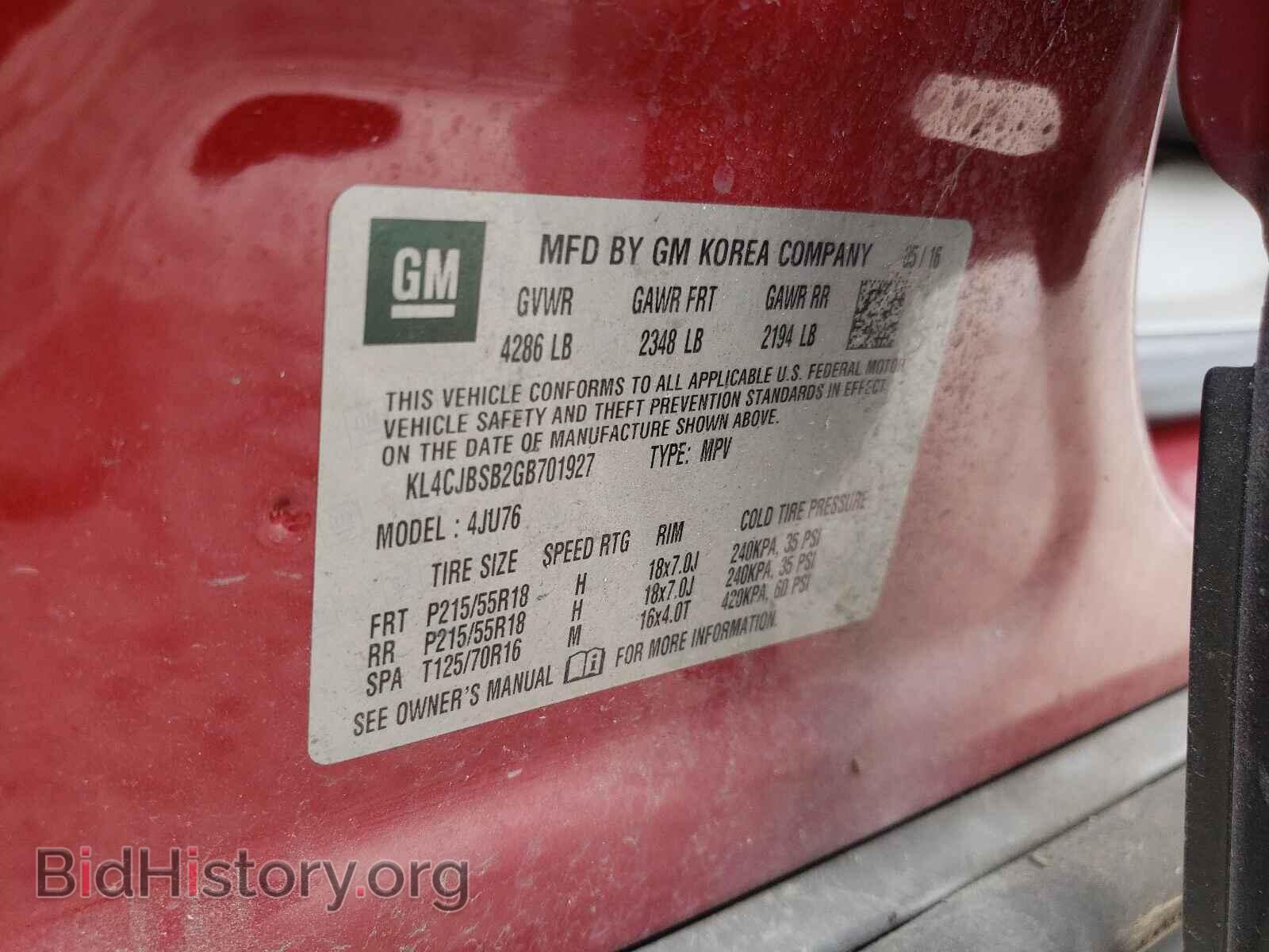 2016 BUICK ENCORE - VIN: KL4CJBSB2GB701927 - Photo 10