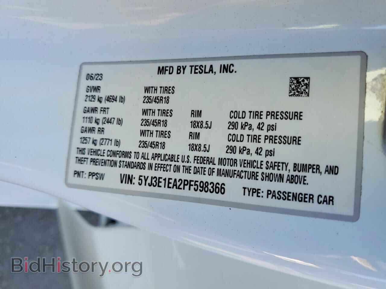 2023 TESLA MODEL 3 - VIN: 5YJ3E1EA2PF598366 - Фото 12