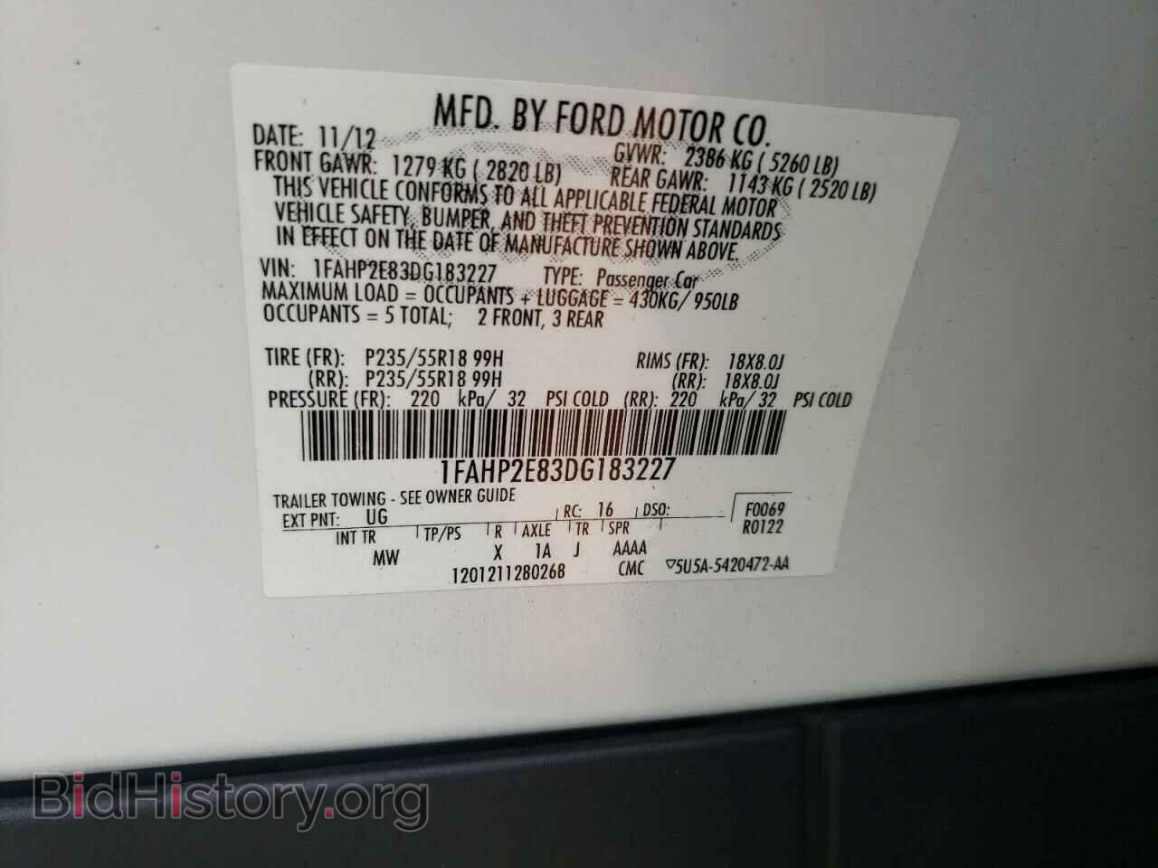 2013 FORD TAURUS - VIN: 1FAHP2E83DG183227 - Фото 10