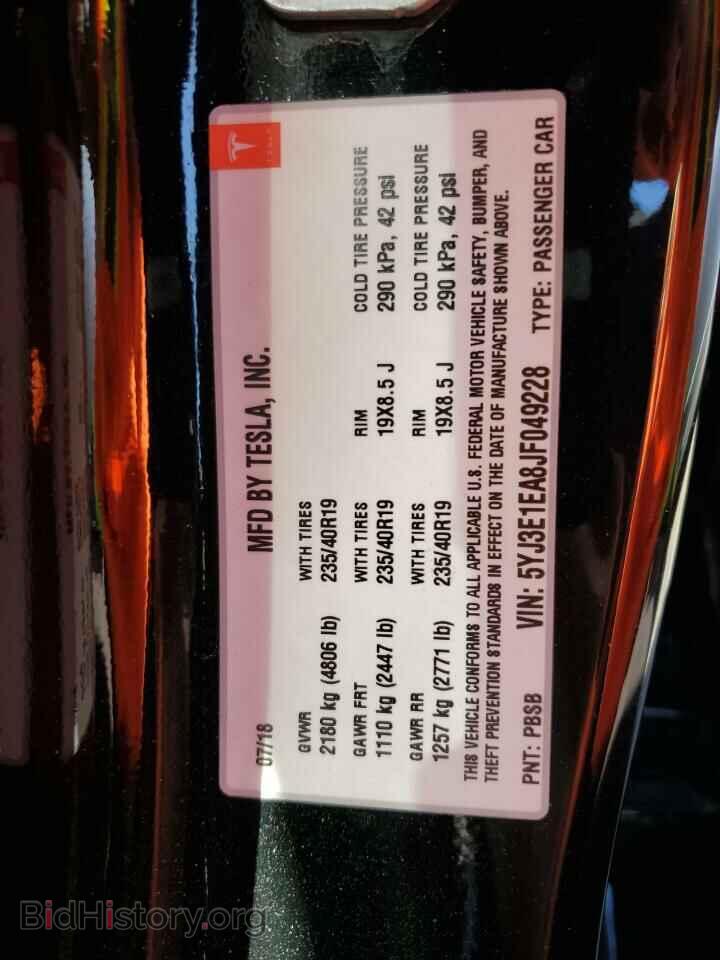 2018 TESLA MODEL 3 - VIN: 5YJ3E1EA8JF049228 - Photo 10
