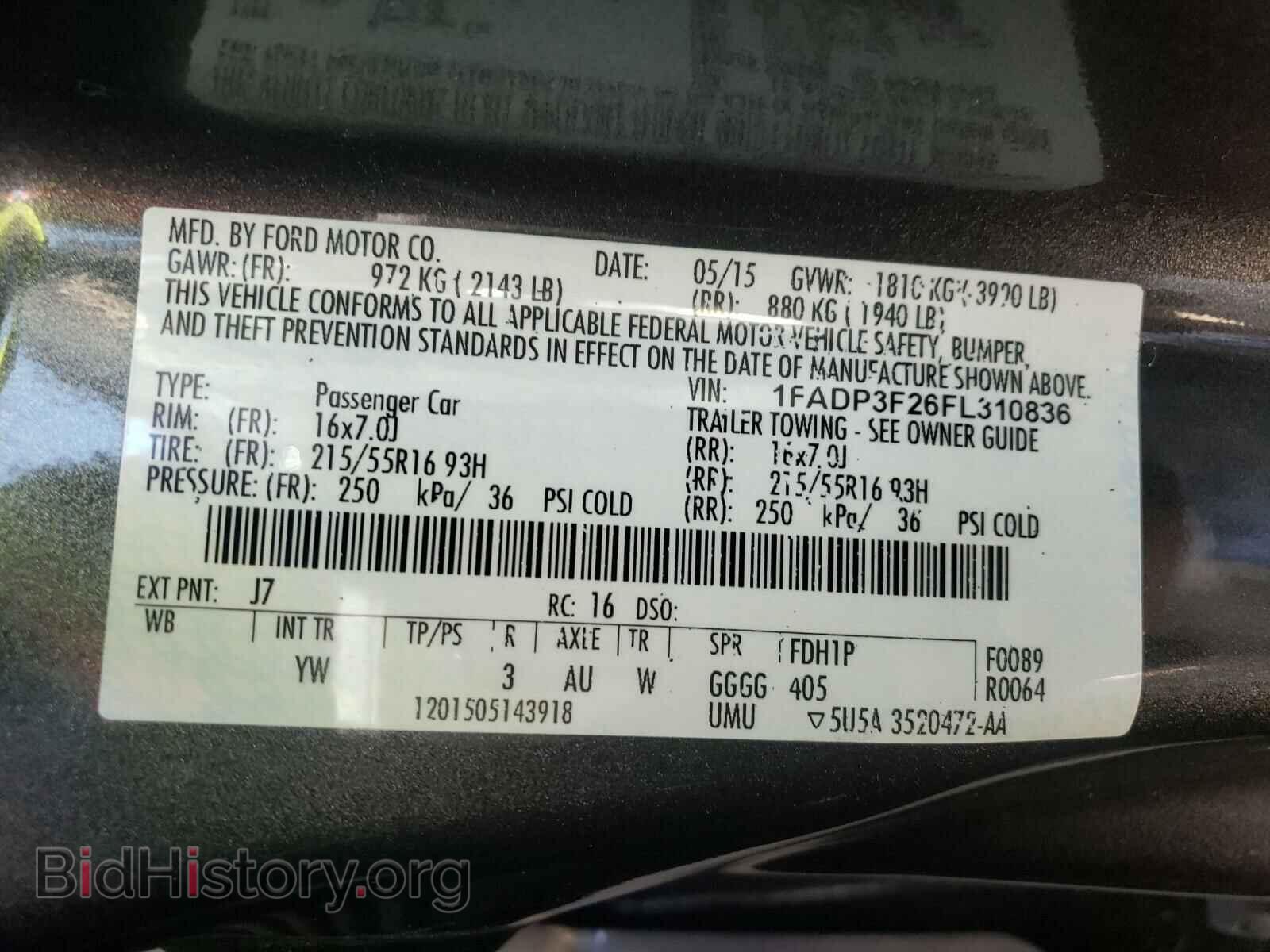 2015 FORD FOCUS - VIN: 1FADP3F26FL310836 - Фото 10