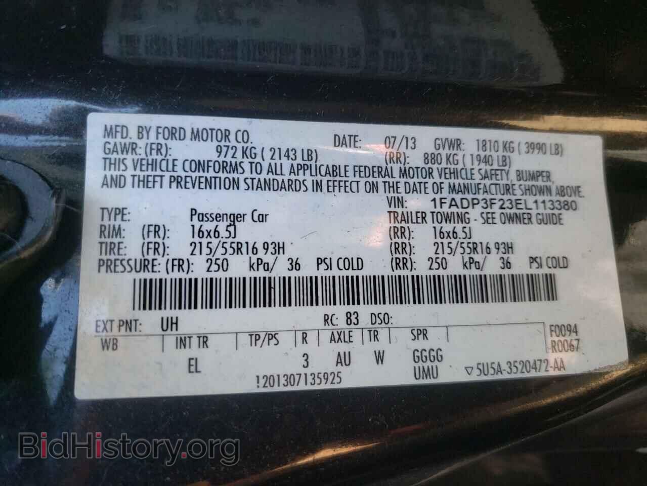 2014 FORD FOCUS - VIN: 1FADP3F23EL113380 - Фото 10