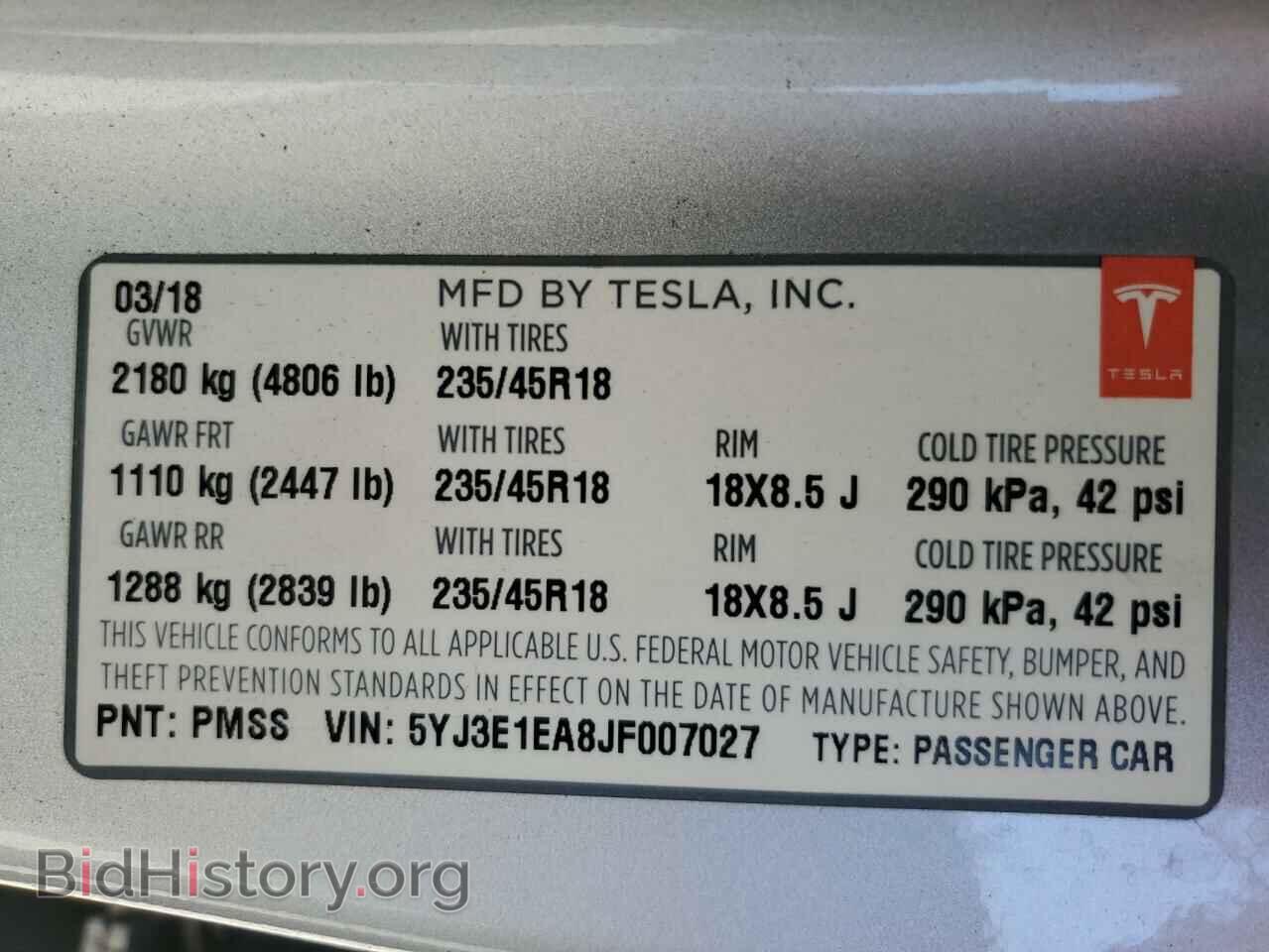 2018 TESLA MODEL 3 - VIN: 5YJ3E1EA8JF007027 - Photo 13