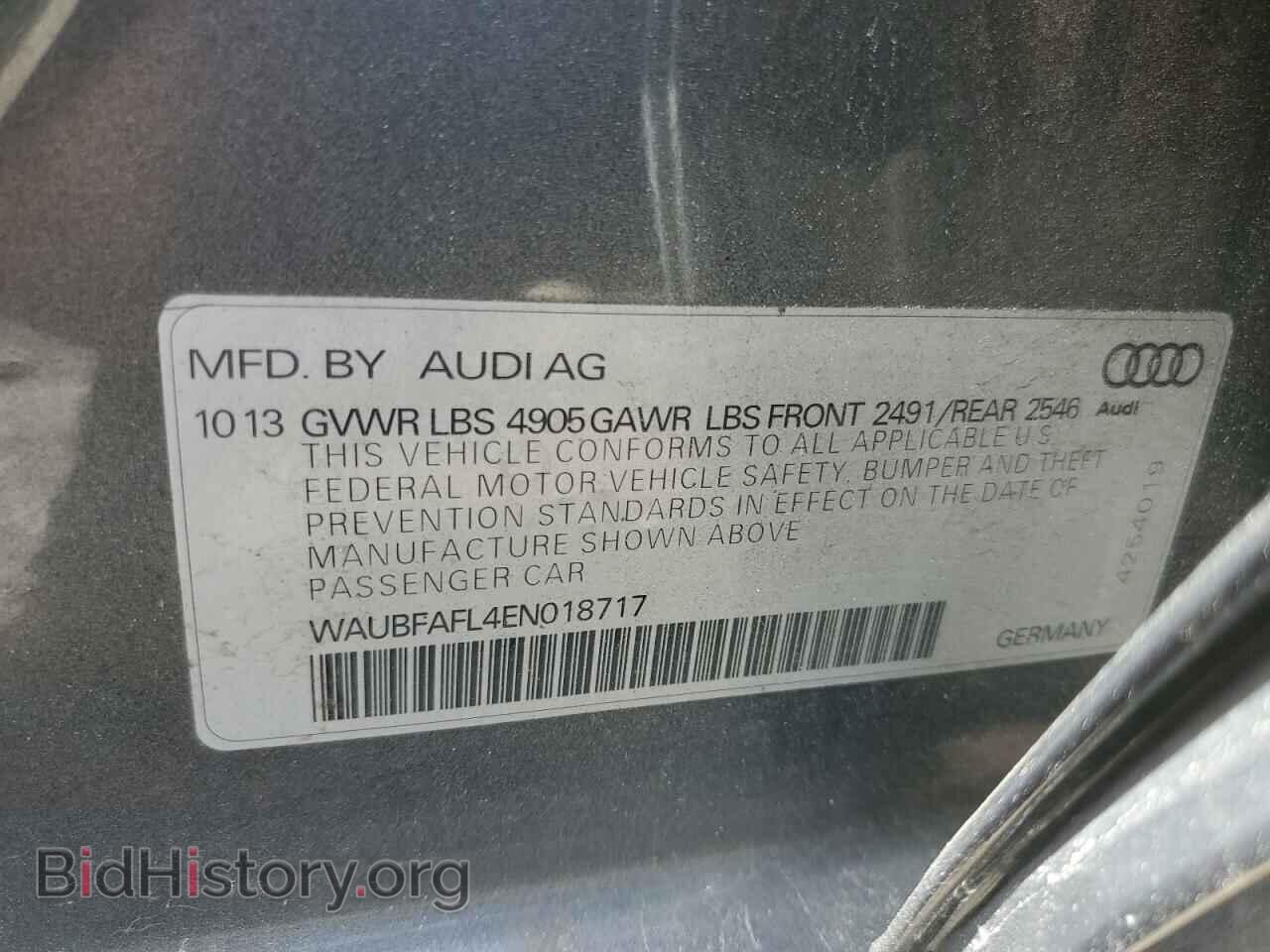 2014 AUDI A4 - VIN: WAUBFAFL4EN018717 - Photo 10