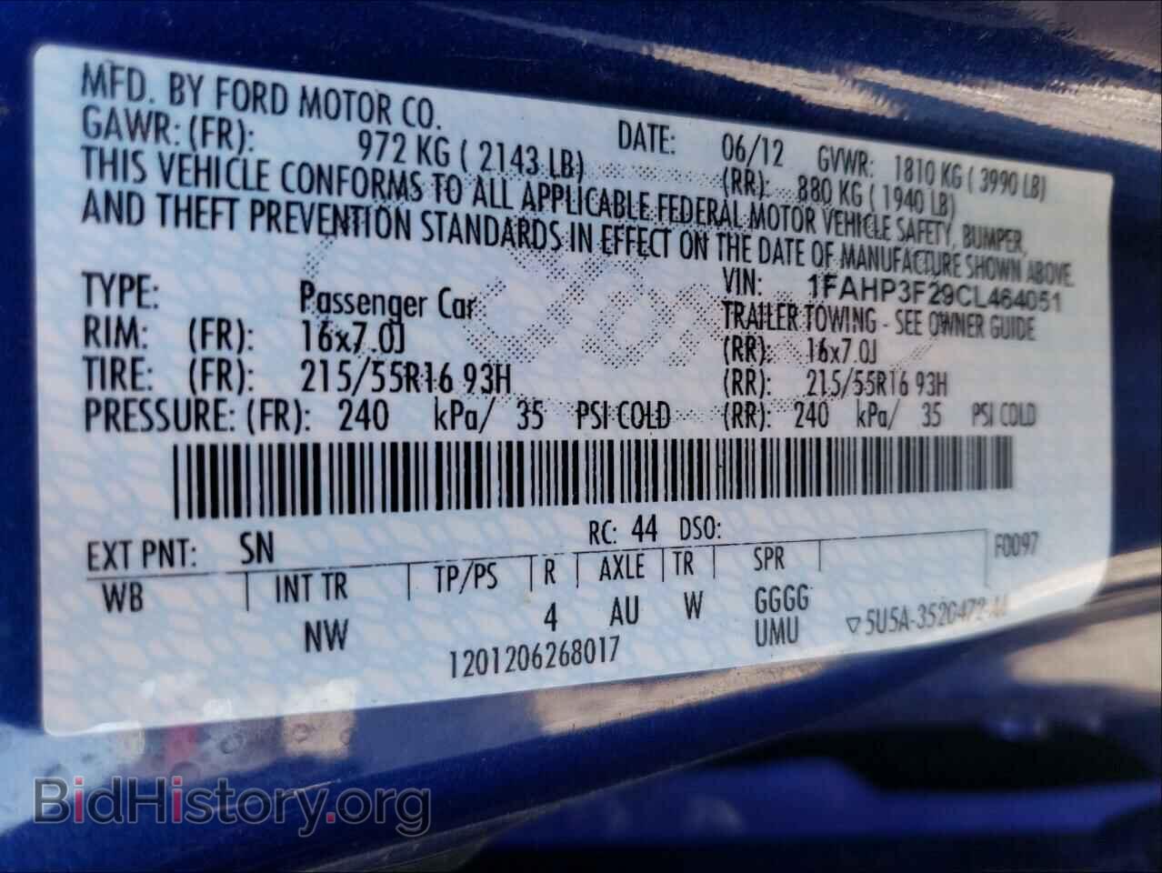 2012 FORD FOCUS - VIN: 1FAHP3F29CL464051 - Фото 10