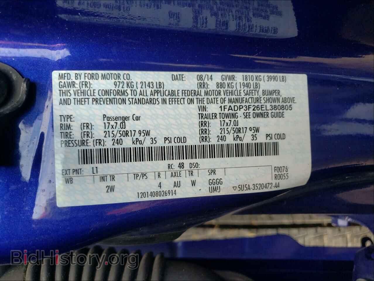 2014 FORD FOCUS - VIN: 1FADP3F26EL380805 - Фото 10