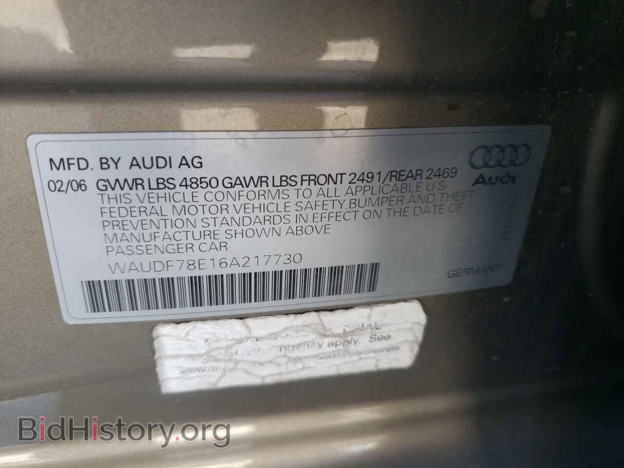 2006 AUDI A4 - VIN: WAUDF78E16A217730 - Photo 10
