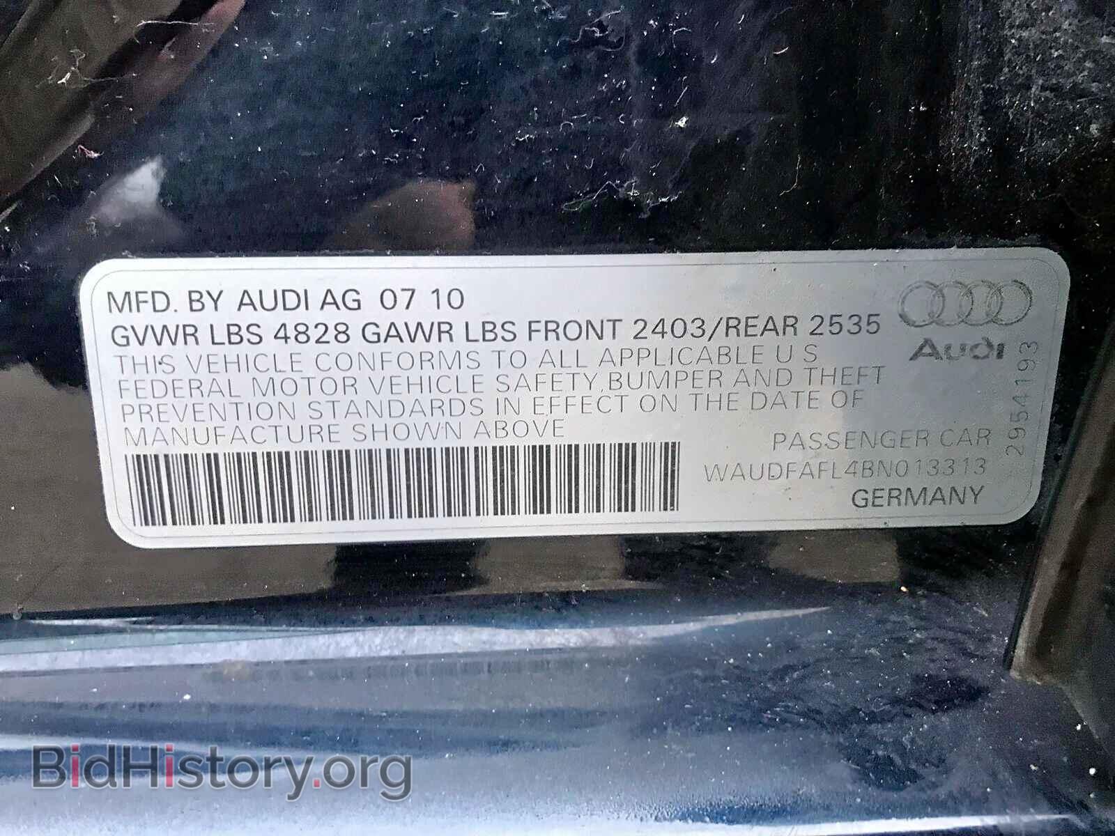2011 AUDI A4 - VIN: WAUDFAFL4BN013313 - Фото 9