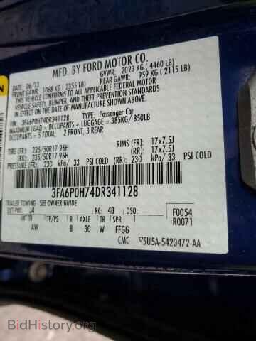 2013 FORD FUSION - VIN: 3FA6P0H74DR341128 - Photo 12