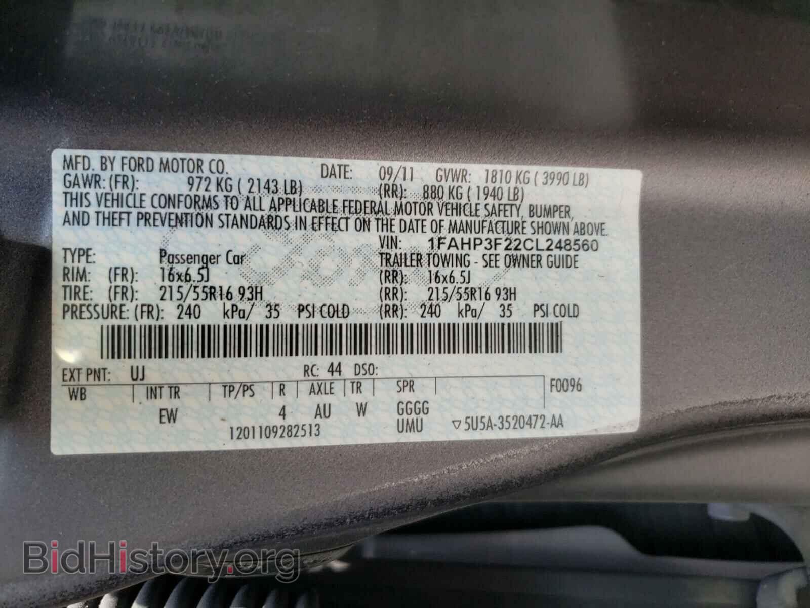 2012 FORD FOCUS - VIN: 1FAHP3F22CL248560 - Фото 10