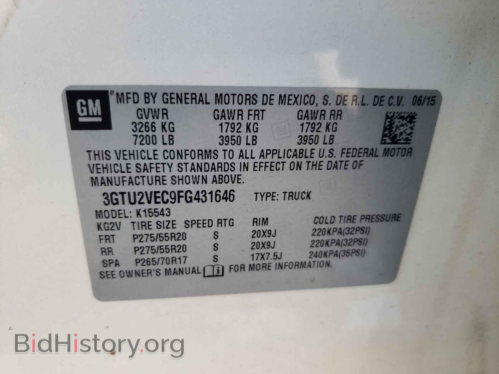 2015 GMC SIERRA - VIN: 3GTU2VEC9FG431646 - Photo 10