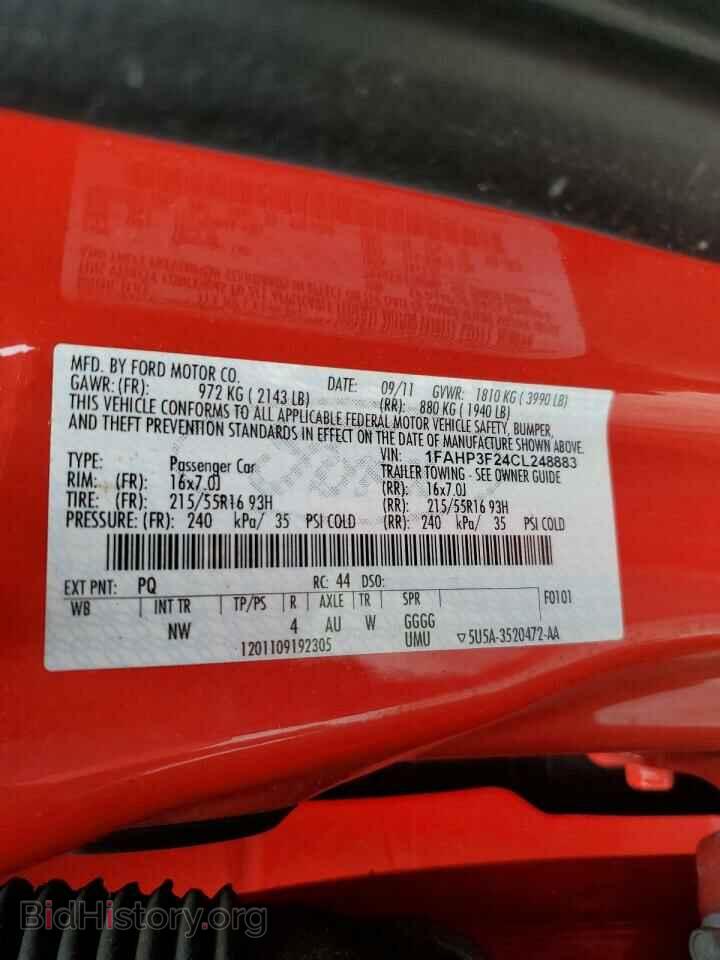 2012 FORD FOCUS - VIN: 1FAHP3F24CL248883 - Photo 10