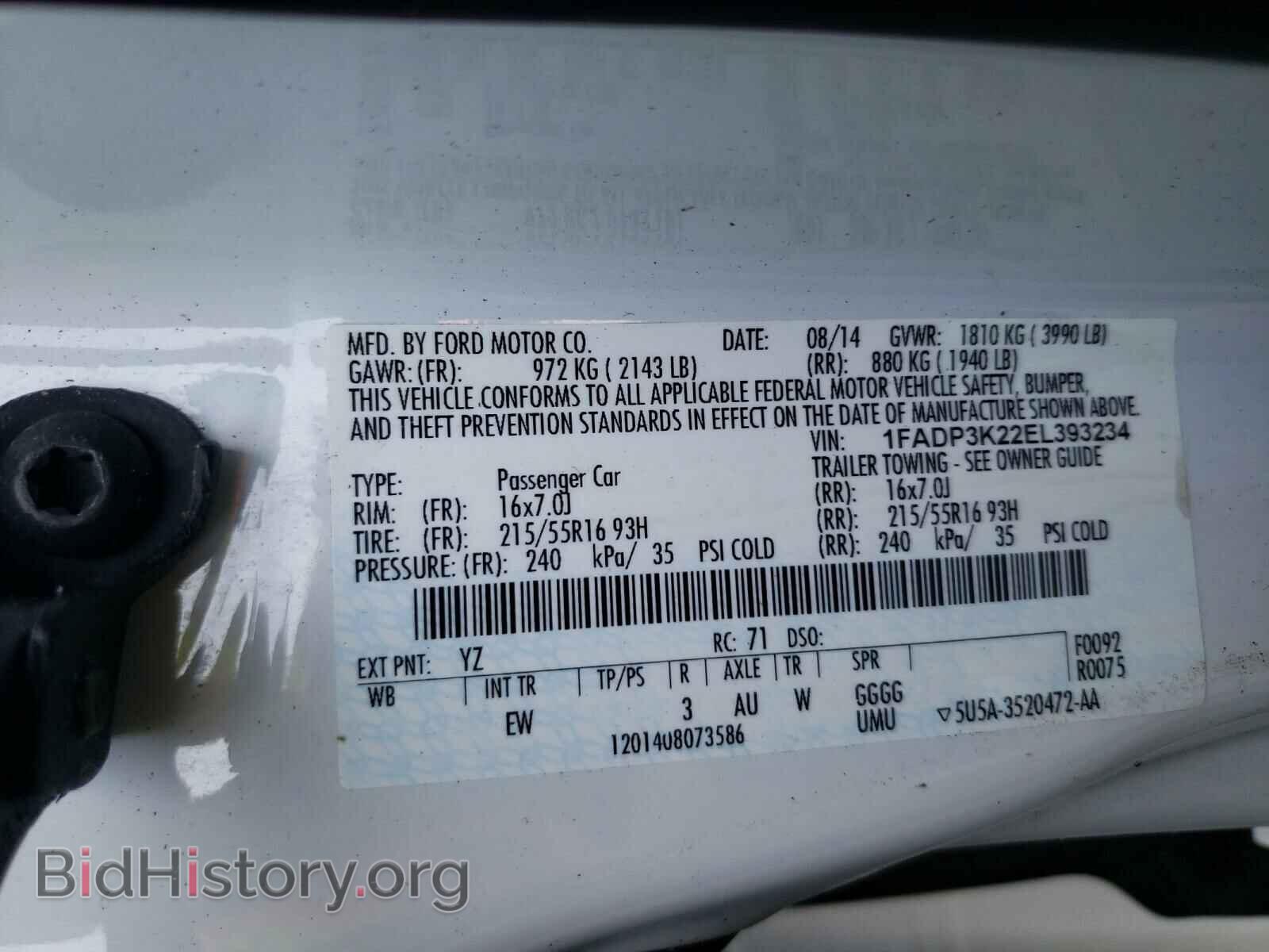 2014 FORD FOCUS - VIN: 1FADP3K22EL393234 - Photo 10
